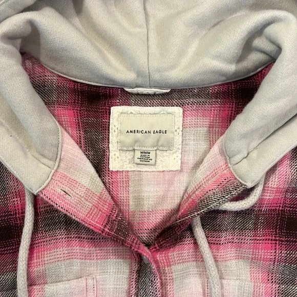 **2/$18** AEO Oversized Hooded Flannel - Size Medium - Picture 7 of 10